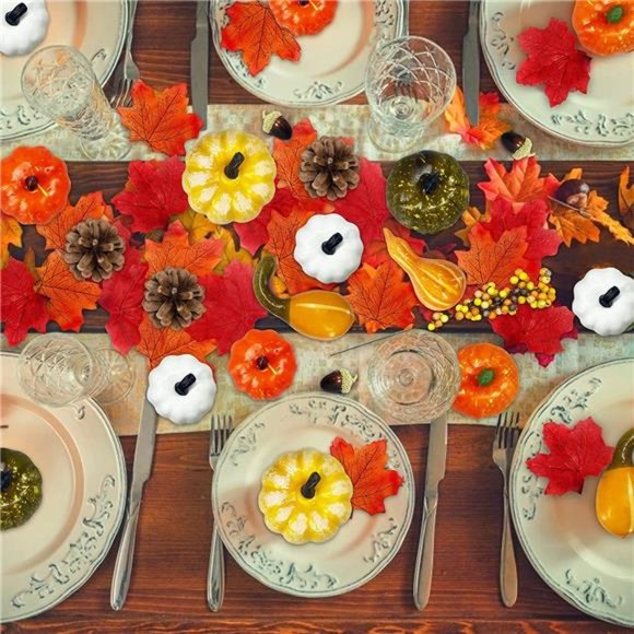 120Pcs Fall Thanksgiving Artificial Pumpkins Home Fall Decorations - Picture 3 of 6